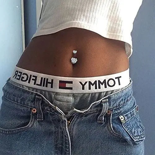 Zircon Crystal Belly Button Piercing Rings for Women Navel Ring Surgical Steel Barbell Heart Butterfly Body Piercing Jewelry