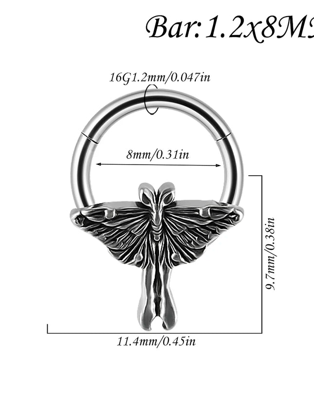 1PC Punk Many Style Black Oil Drip Hinger Septum Nose Ring Stainless Steel Ear Tragus Cartilage Daith Helix Earring Unisex Gift