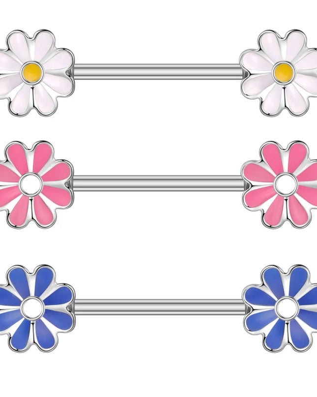 2pcs Heart Bear Dangled Nipple Piercings Screwed 14G Flower Butterfly Shield Bar Barbell Nipple Ring Piercing Nombril Jewelry