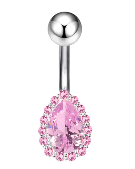 Sexy Pink Zircon Heart Belly Button Rings For Women Girls Fashion Stainless Steel Heart Navel Piercing Barbell Cute Belly Rings
