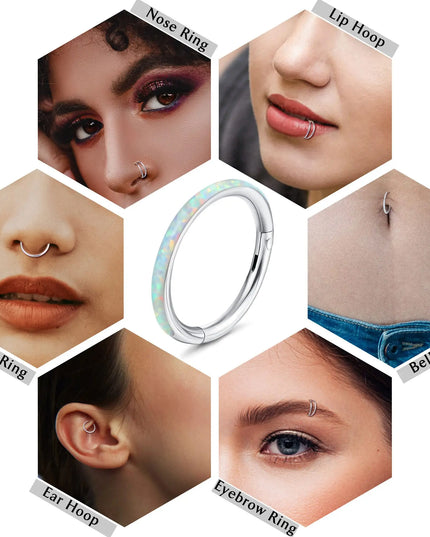 Hinged Nose Ring Hoop Septum Hoop  Ring Tragus Rook Ring Piercing Jewelry Lip Labret Ring Clicker Cartilage Earrings Women Gift