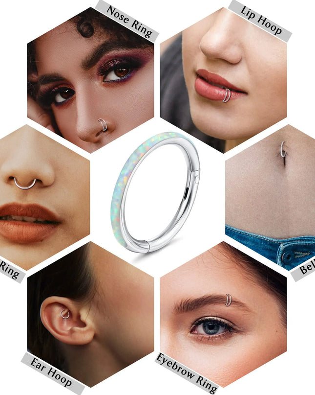 Hinged Nose Ring Hoop Septum Hoop  Ring Tragus Rook Ring Piercing Jewelry Lip Labret Ring Clicker Cartilage Earrings Women Gift