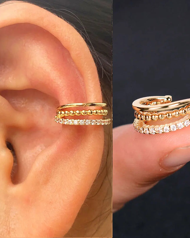 1Piece Zircon Charming Clip On Earrings Ear Cuff Without Piercing Women Geometric C Shape Earscreen Earcuffs Wrap Climb Earring