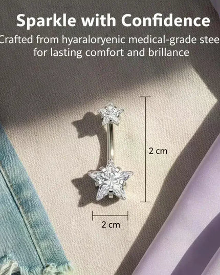 Heart Belly Button Ring Stainless Steel Sexy Navel Piercing Body Jewelry for Women Suitable for Swimwear Outfits