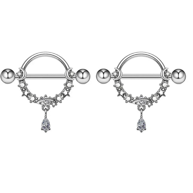 2 Pcs Stainless Steel Pink Nipple Piercing Jewelry Heart Wings Niplple Barbell Moon Devil Nipple Rings Body Piercing Pezon Mujer