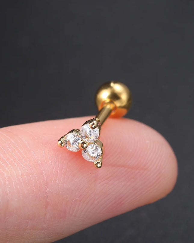 Ear Piercing For Women Pierced Earring Daith Helix Flat Lobe Star Plant Lightning Zircon Stainless Steel Ear Hoop Jewelry Gift