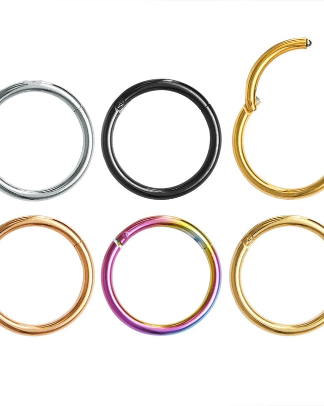 Nose Rings Septum Piercing Clicker Nose Hoops Piercings Titanium Hinged Segment Rings Helix Piercing Unisex Body Jewelry Earring