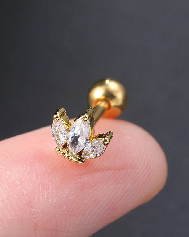 Ear Piercing For Women Pierced Earring Daith Helix Flat Lobe Star Plant Lightning Zircon Stainless Steel Ear Hoop Jewelry Gift