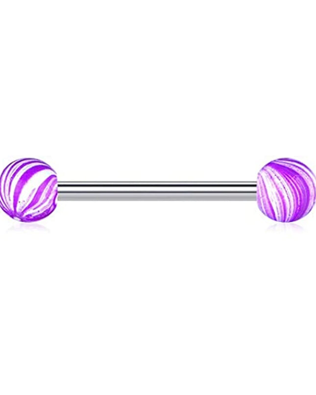 1PCS/4PCS Nipple Tongue Rings Straight Barbell 14G Stainless Steel Belly Button Rings Nipplerings Body Piercing Jewelry Purple