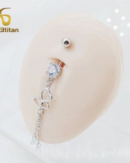 Long Belly Button Rings for Women 14G Titanium Bar Butterfly Heart Charms Dangle Navel Piercing Jewelry Beach Sexy Accessories