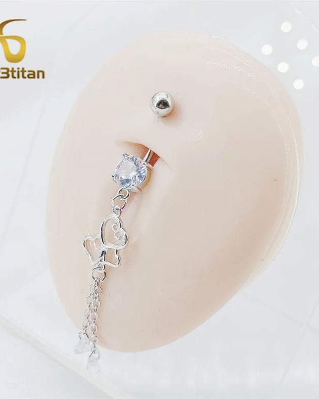 Long Belly Button Rings for Women 14G Titanium Bar Butterfly Heart Charms Dangle Navel Piercing Jewelry Beach Sexy Accessories