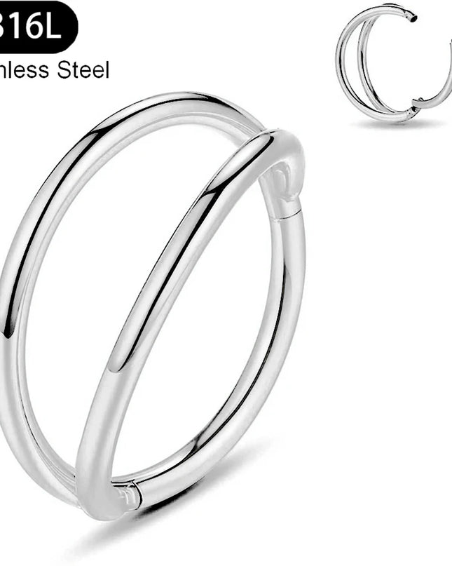 Double Nose Rings Hoops, Septum Cartilage Hoop Earrings, Open Stacked Nose Rings for Women and Men, Piercing Jewelry Gift.