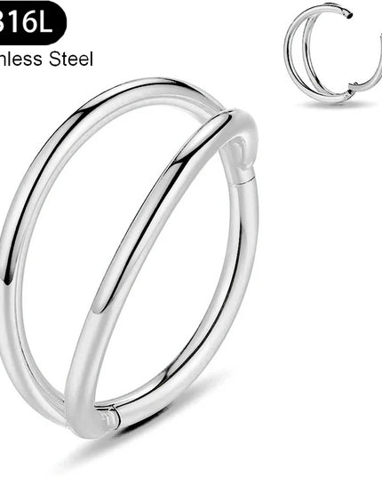 Double Nose Rings Hoops, Septum Cartilage Hoop Earrings, Open Stacked Nose Rings for Women and Men, Piercing Jewelry Gift.