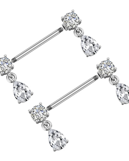 2pcs Cute Bear Butterfly Dangle Nipple Piercings Stainless Steel Cross Star Hanging Nipple Shield Barbell for Women Nipple Rings
