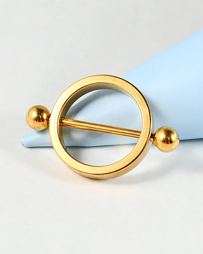 1PC Surgical Steel Black Gold Plated Nipple Piercing Round Hoop Barbell Nipple Shield Women Sexy Piercing Jewelry 14G