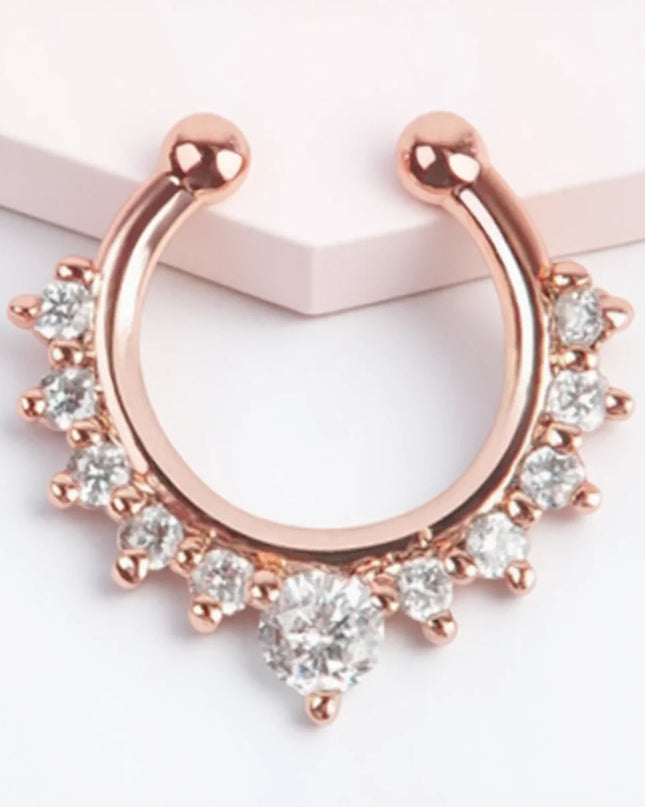 1PC Fashion Rhinestone Nose Ring Lip Ring Faux Septum Rings Unisex Jewelry Perfect for Women Men Stylish Earring Set