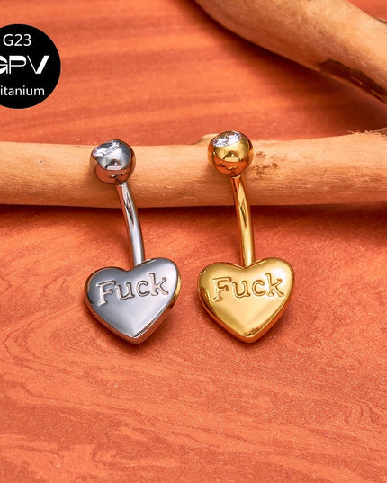 ASTM G23 Titanium Love Belly Button Ring Engraved Letters Internal Thread Women's Pierced Jewelry Belly Button Ornament