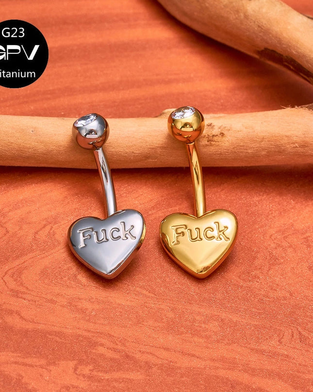 ASTM G23 Titanium Love Belly Button Ring Engraved Letters Internal Thread Women's Pierced Jewelry Belly Button Ornament