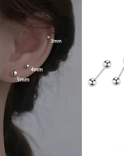 925 Needle 3/4/5MM Bead Piercing Bone Mini Stud Earrings For Women Classic Ear Hole Care Trendy Jewelry Accessories