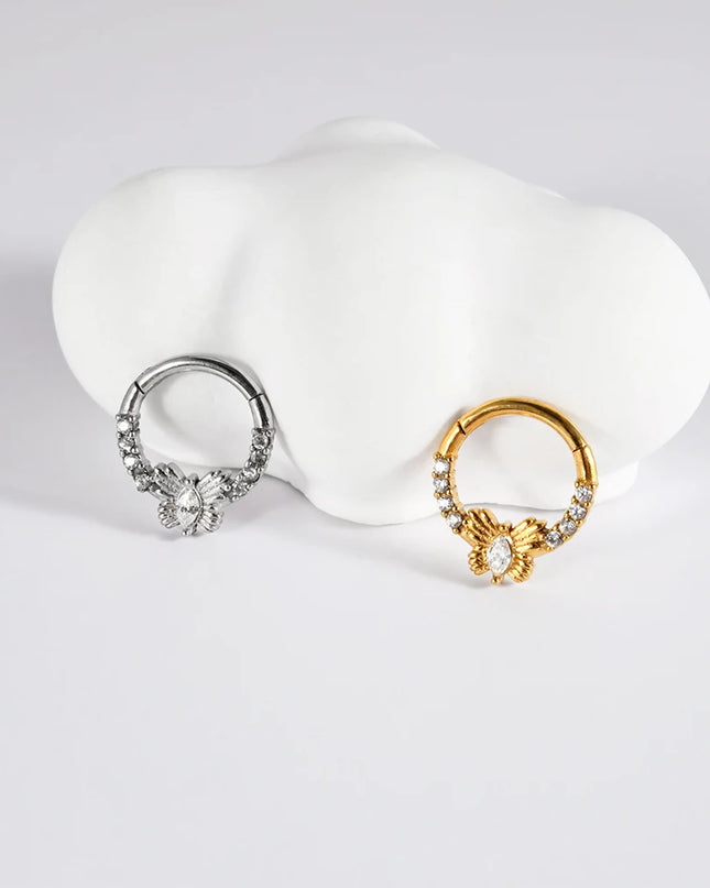 Stainless Steel Hinged Star Septum Clicker Nose Hoop Ring Flower Ear Tragus Stud Catilage Daith Helix CZ Earrings Piercing 16G