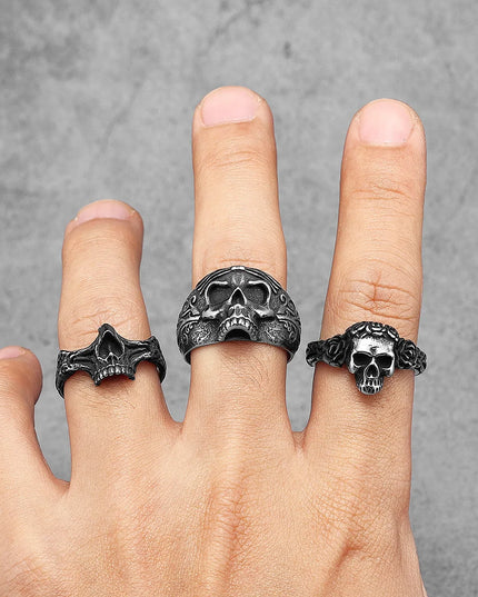 Bridge of Nose Skull Men Rings Stainless Steel Women Jewelry Punk Gothic Rock Vintage Black Fashion Accessories Gift Wholesale
