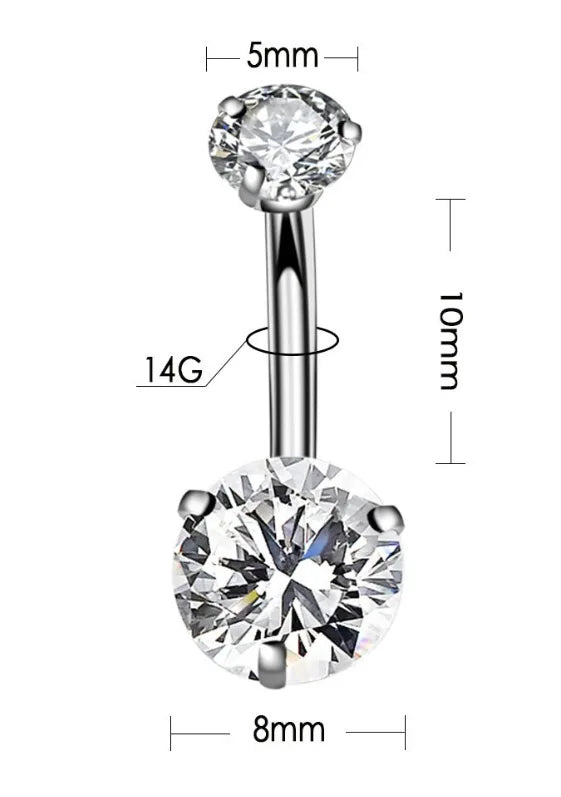 Zircon Crystal Belly Button Piercing Rings for Women Navel Ring Surgical Steel Barbell Heart Butterfly Body Piercing Jewelry