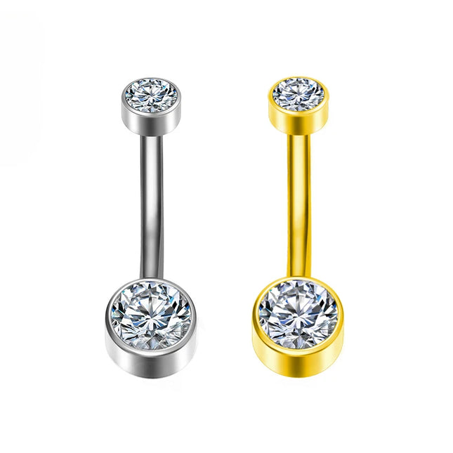 F136 Titanium Belly Button Piercing Hinge Segment External Helix 16G Zircon Piercing navel Women Sexy Body Jewelry Wholesale