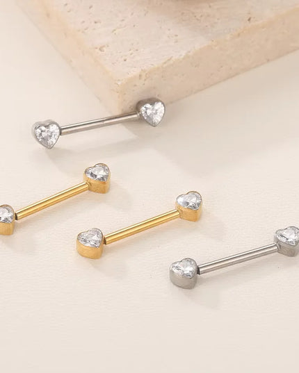 1Pc G23 Titanium Nipple Ring Straight Barbell Piercing Zircon Internally Threaded Nipple Bars Piercing Ring Women Body Jewelry