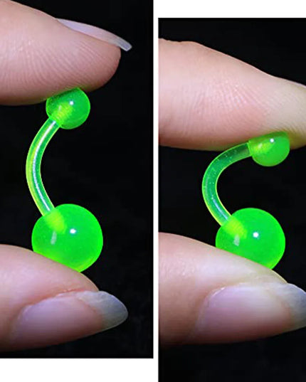 1-10Piece Belly Button Rings Glow in the Dark Belly Rings Acrylic Flexible Barbells Colorful Navel Piercing Jewellery Navel Bars