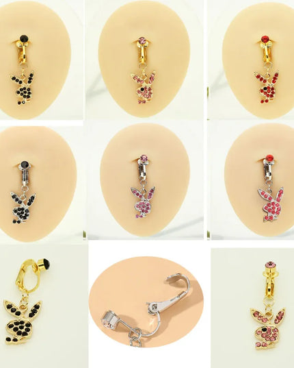 Fake belly Piercing Bunny Fake Belly Button Rings for Women Non piercing Navel rings Body Jewelry Belly Rings