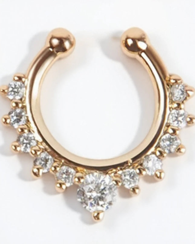 1PC Fashion Rhinestone Nose Ring Lip Ring Faux Septum Rings Unisex Jewelry Perfect for Women Men Stylish Earring Set