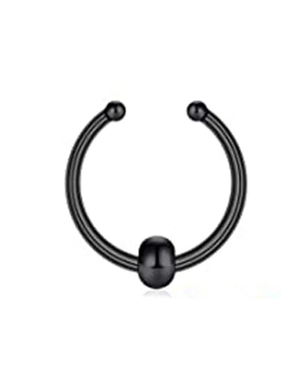 WKOUD Septum Rings Hoop Nose Ring Horseshoe Stainless Steel Cartilage Earrings Hoop Helix Tragus Septum Piercing Jewerly Black