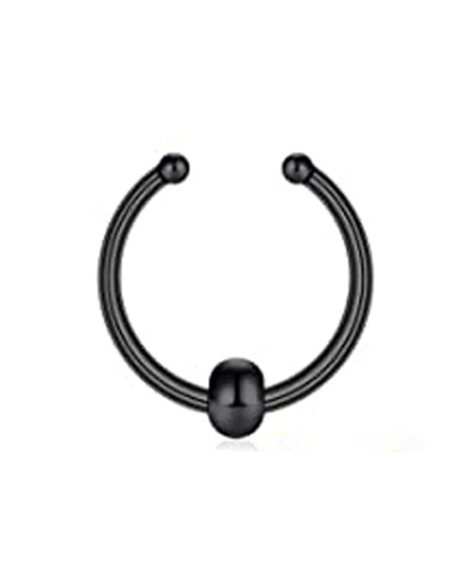 WKOUD Septum Rings Hoop Nose Ring Horseshoe Stainless Steel Cartilage Earrings Hoop Helix Tragus Septum Piercing Jewerly Black