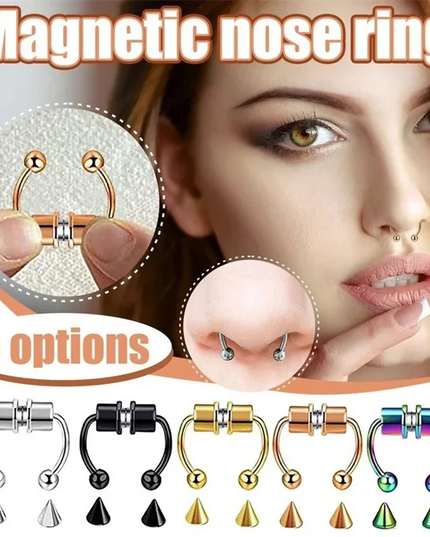 Magnetic Horseshoe Nose Rings, 316L Stainless Steel, Faux Septum Rings, Fake Piercing, Clip on, Hoop Rings, Gift for Women, Girl
