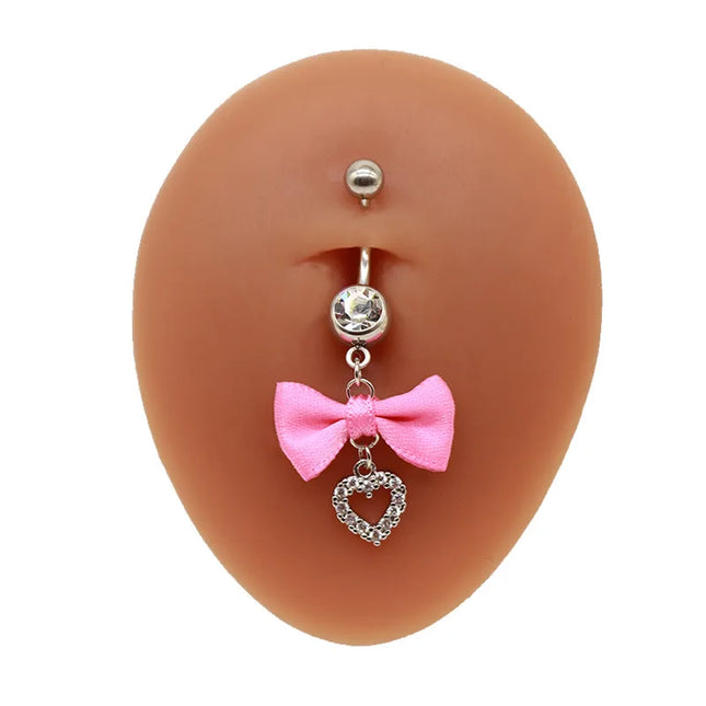 Beautiful Bow Belly Button Ring for Women Heart-shaped Belly Piercing Jewerly Surgical Steel Body Piercing Jewelry