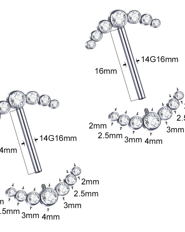 1Pc Titanium Nipple Piercing Jewelry Internally Threaded Nipple Barbell Mamilo Piercing Prong Set Heart CZ Nipple Rings Women