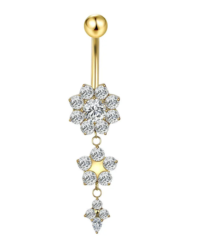 1Pc Titanium Zircon Belly Button Ring Round Heart Flower Navel Piercing Nombril Jewelry 14G Belly Piercing Ombligo