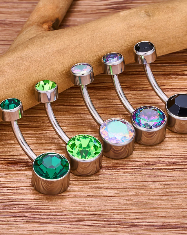 Belly Piercing Button Rings G23 Titanium Astm F136 14g Body Jewelry Internally Threaded Navel Ring Zirconia Earrings Zircon