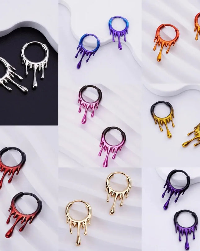 1Pcs Ombre Color Stainless Steel Nose Ring 18G Septum Ring Lava Irregular Pattern Earring Jewelry 10mm