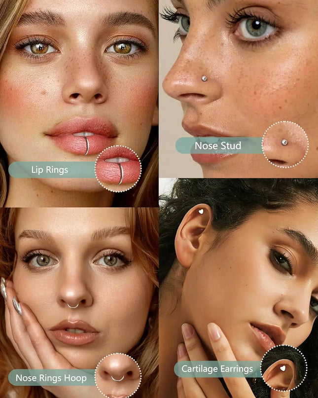 Bobisty 1Pc Nose Rings for Women Men Surgical Stainless Steel Retainer Clear Nose Rings Hoops Cartilage Tragus Piercing Jewelry