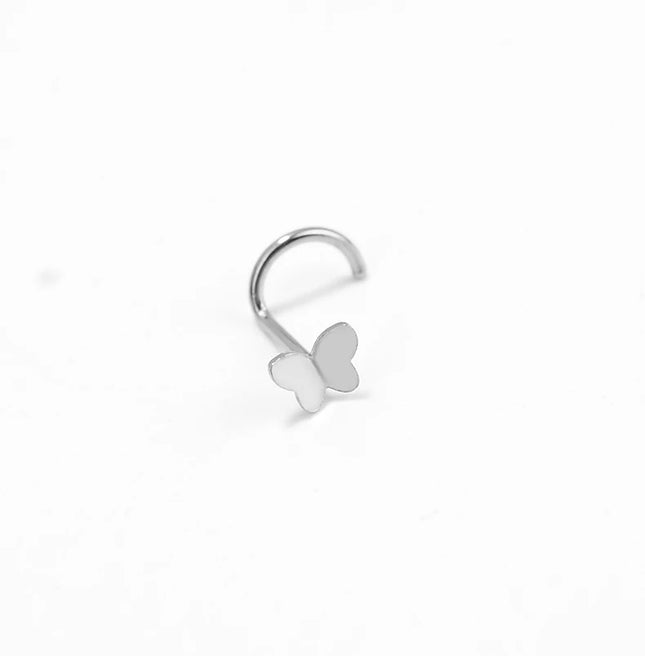 1pcs 20G Stainless Steel Nose Stud Rings for Women Nose Piercing Bend Butterfly Nose Ring Earring Nose Studs Piercing Jewelry