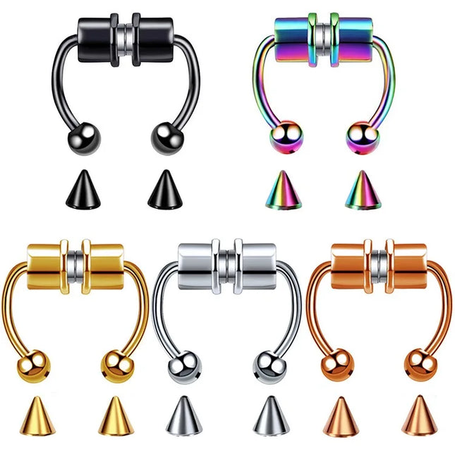Stainless Steel Magnet Nose Ring Fake Piercing Horseshoe Rings Nose Clip Non-pierced Nose Hoop Fashion Women Men Body Jewelry