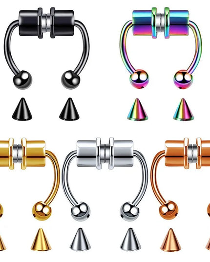 Stainless Steel Magnet Nose Ring Fake Piercing Horseshoe Rings Nose Clip Non-pierced Nose Hoop Fashion Women Men Body Jewelry
