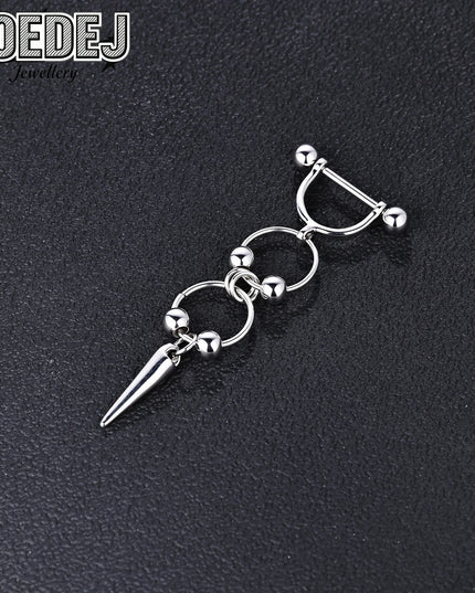 AOEDEJ 1 PC/1 Pair 14/16G Stainless Steel Nipple Rings Unisex Pendant Nipple Piercings Straight Rod Barbell Dangle Body Jewelry