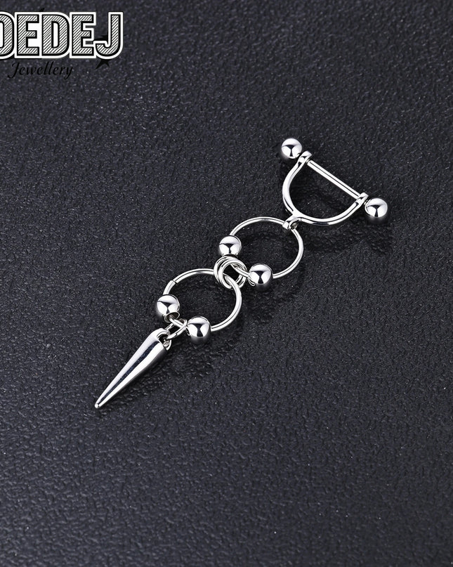 AOEDEJ 1 PC/1 Pair 14/16G Stainless Steel Nipple Rings Unisex Pendant Nipple Piercings Straight Rod Barbell Dangle Body Jewelry
