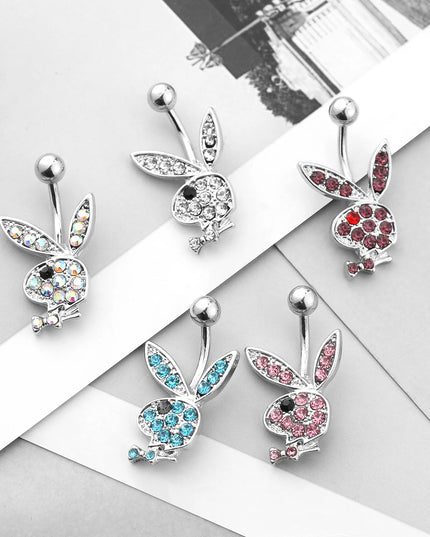 1PC Stainless Steel Belly Buttorn Piercing Cartoon Rabbit Belly Button Ring Navel Nail Body Piercing Jewelry for Woman