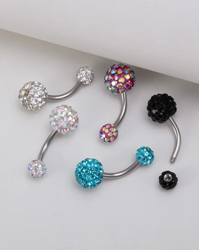 1pc Ferido Belly Button Rings Bling CZ Ball Belly Ring Navel Piercing Crystal Piercings 14G Fashion Body Jewelry for Women Girl
