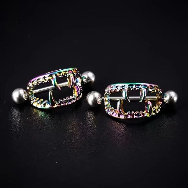 1 pair of ghost nipple piercing jewelry for a man and a woman, Halloween vampire skull nipple ring, copper and stainless steel n