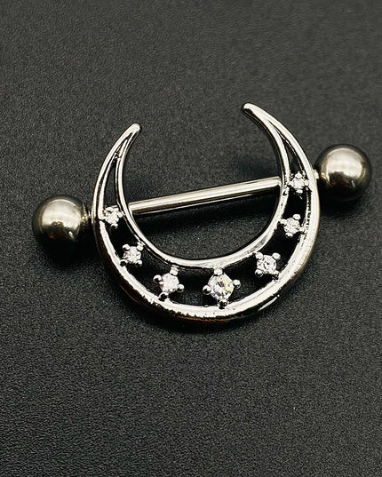 1PC Sexy Moon Nipple Rings Stainless Steel Tongue Barbell Nail Ear Bone Stud Nipple Piercing Body Jewelry for Women
