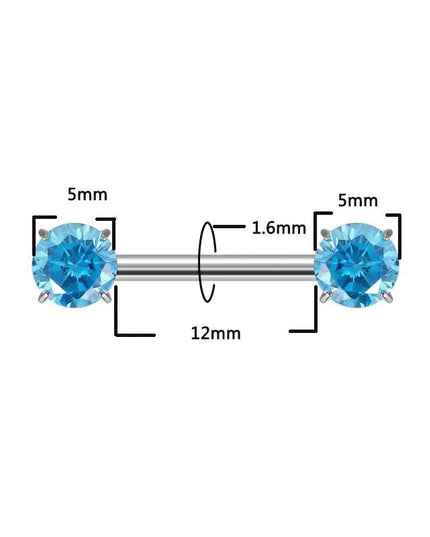 ASTM F136 Titanium PIERC Barbell Ring Nipple Ring Barbell CZ 14G12mm Ear Bar Piercing Bar Barbells Nipple Piercing Jewelry